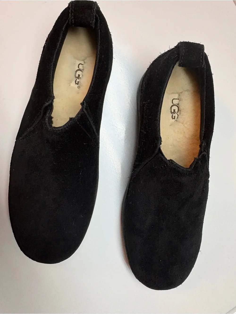 UGG Black Suede Slip-On Loafers Sz S/4